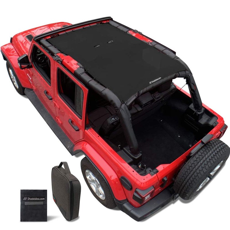 Shadeidea Sun Shade Compatible with Jeep Wrangler JL Unlimited 20182023 4 Door Front and RearBlack Mesh Screen Sunshade JLU Top Cover UV Blocker with Grab Bag10 Year Warranty