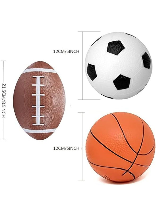 Ailily Pack of 3 Toy Sports Balls with 1 Pump for Toddlers and Kids: Basketball, Soccer Ball, Football, Indoor & Outdoor Sport Ball Set,Playground Ball for Kids - Image 2