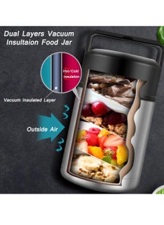 Excefore Food Thermos, Insulated Food Container, Vacuum Sealed Stainless Steel Food Container for Hot and Cold Meals Perfect for School, Office, and Travel, 1000ML, Give a Spoon (Silver)  - Image 2