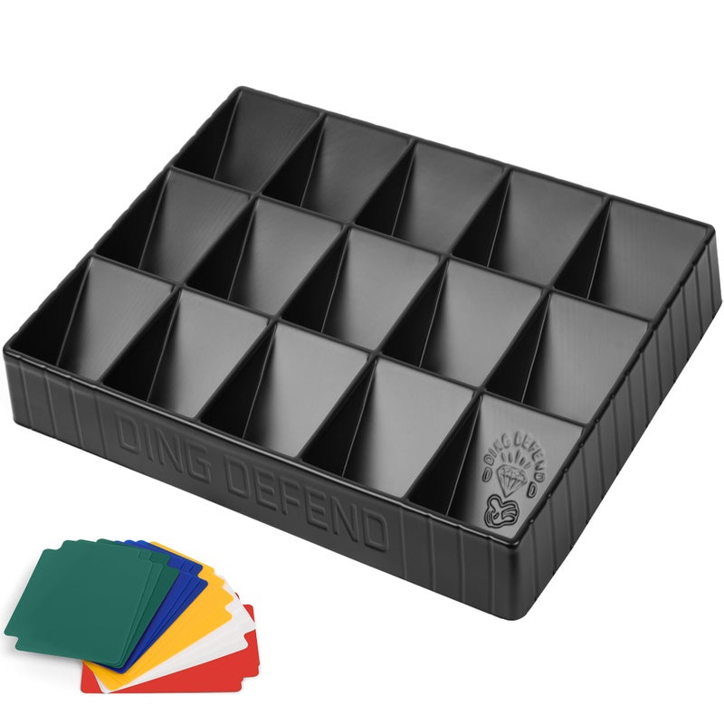 Storage Standard Card Sorting Tray Stackable Trading Cards Organizer 15Compartment Tray Sorter for Organizing Raw Sleeved or Toploaders Includes Organization Insert Dividers - Image 2