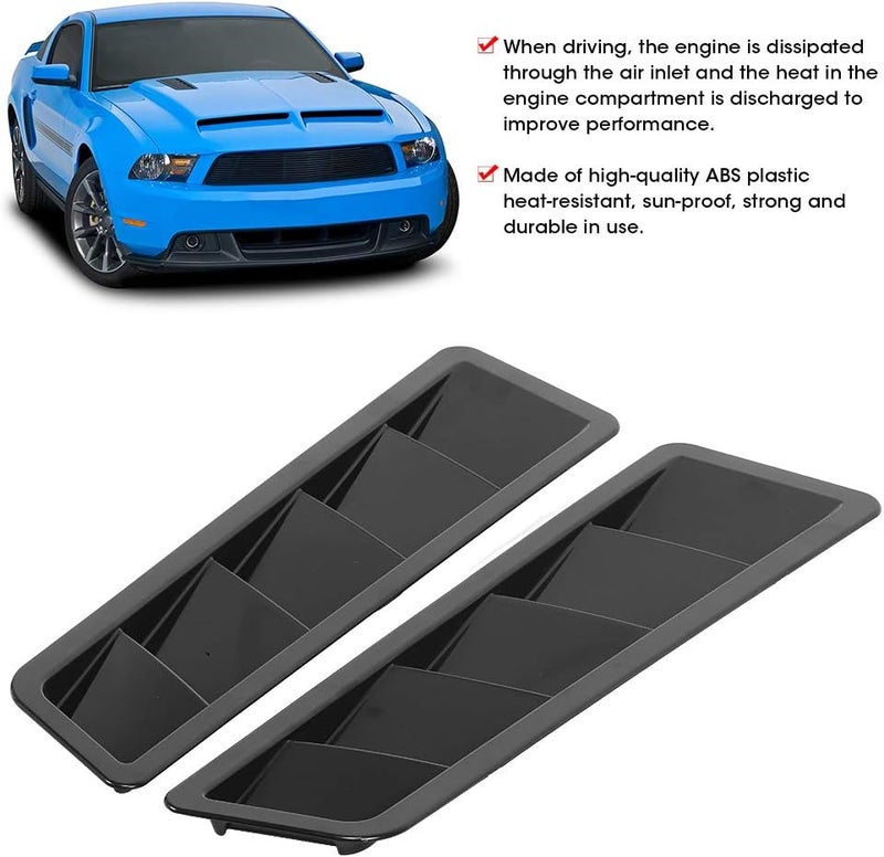 woobles Hood Air Intake Panel Trim Universal, black Bonnet Vent Cover Hood 16.7 inches * 4.5 inches ABS Car Bonnet Louver Cooling Vent Cover Exterior Decoration (2Pcs) - Image 4