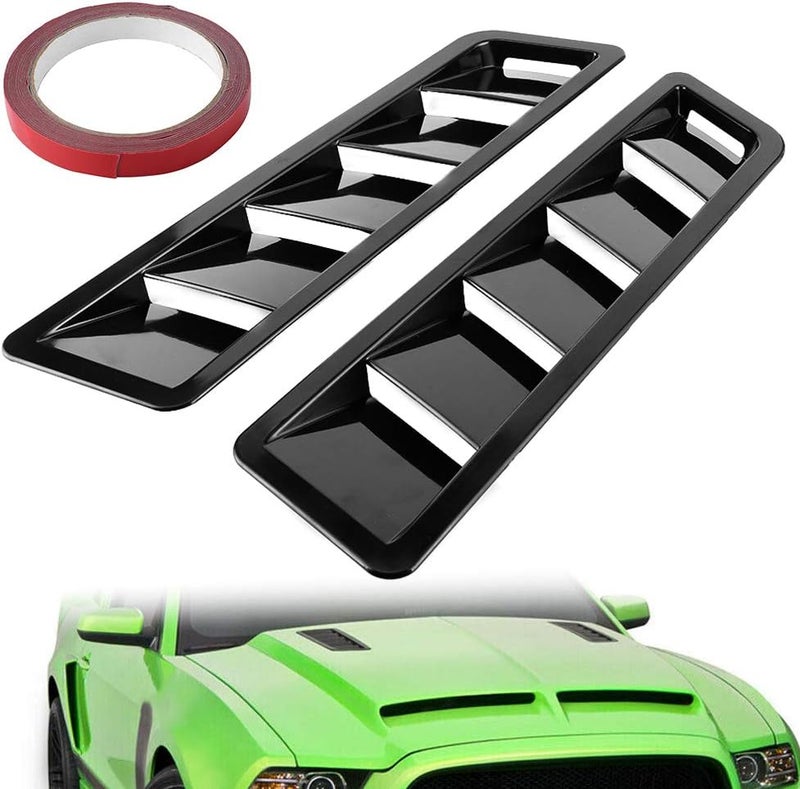 woobles Hood Air Intake Panel Trim Universal, black Bonnet Vent Cover Hood 16.7 inches * 4.5 inches ABS Car Bonnet Louver Cooling Vent Cover Exterior Decoration (2Pcs) - Image 2