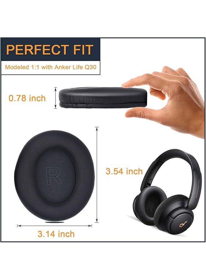 erorex Earpads For Soundcore Life Q30 Q30Bt Q35 Replacement Ear Cushion Pads With Protein Leather And Memory Foam For Replacement Ear Cushion Pads For Soundcore Q30 Q30Bt & Q35 - Image 2