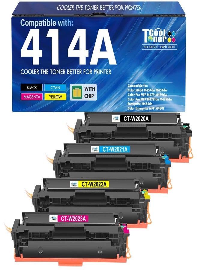 Cool Toner 414A Cartridges 4 Pack MFP M479fdw Compatible Replacment for HP 414A 414X for HP Color Laserjet Pro MFP M479fdw M479fdn M479dw M454dw M454dn M479dn Printer Ink (Black Cyan Yellow Magenta) - Image 1
