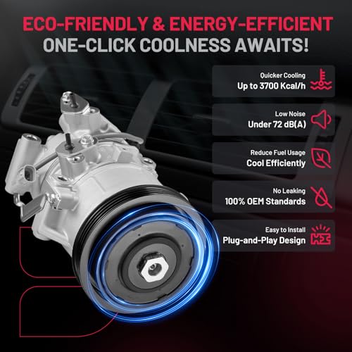BDFHYK 157318 Air Conditioning A/C Compressor with Clutch Compatible with Toyota Yaris L4 1.5L 2007 2008 2009 2010 2011 2012 - Image 5