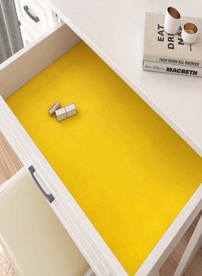 Decotalk Velvet Wallpaper Yellow Velvet Wallpaper Peel and Stick Felt Fabric Wallpaper Yellow Textured Wallpaper 15.7x120 Inch Felt Velvet Wallpaper for Drawer Liner Jewelry Box Yellow Contact Paper - Image 3