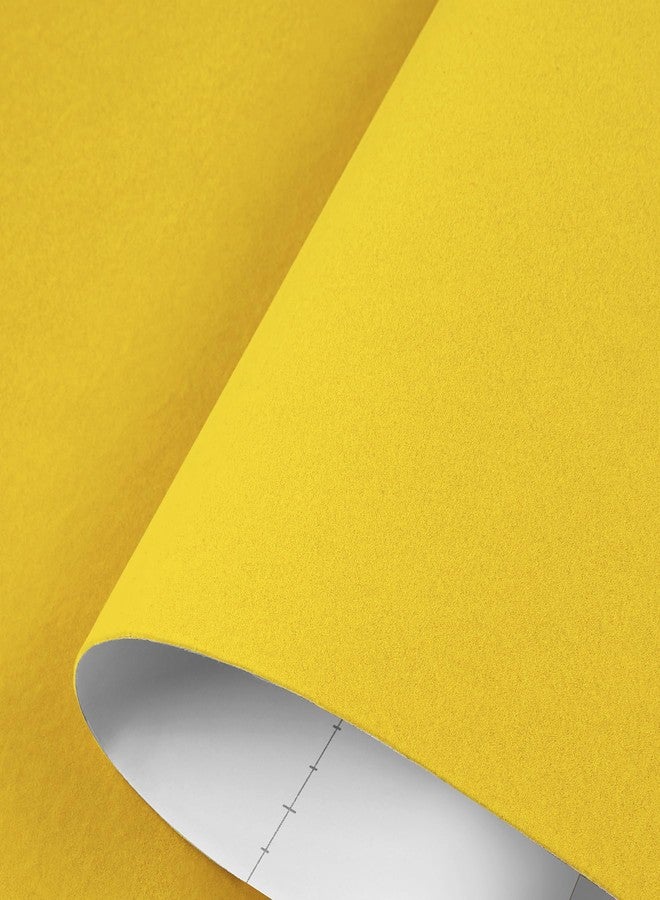 Decotalk Velvet Wallpaper Yellow Velvet Wallpaper Peel and Stick Felt Fabric Wallpaper Yellow Textured Wallpaper 15.7x120 Inch Felt Velvet Wallpaper for Drawer Liner Jewelry Box Yellow Contact Paper - Image 1