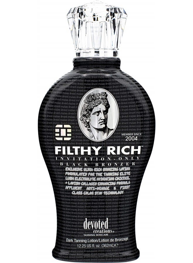Devoted Creations Filthy Rich - Luxurious Dark Bronzing Formula with Anti-Orange Technology and High Levels of DHA, Natural, & Cosmetic Bronzers for Immediate Color 12.25 oz.