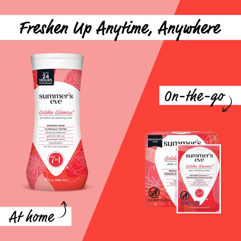 Summer's Eve Golden Glamour All-Over Daily Feminine Wash, pH-Balanced Body Wash for Women, Removes Vaginal Odor and Refreshes, 15 Fl Oz - Image 5