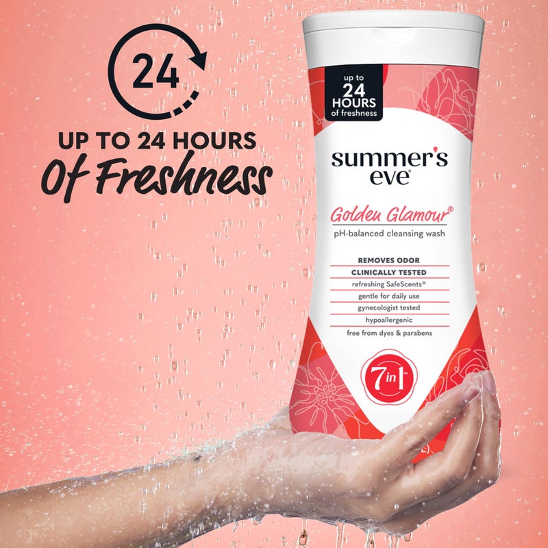 Summer's Eve Golden Glamour All-Over Daily Feminine Wash, pH-Balanced Body Wash for Women, Removes Vaginal Odor and Refreshes, 15 Fl Oz - Image 2