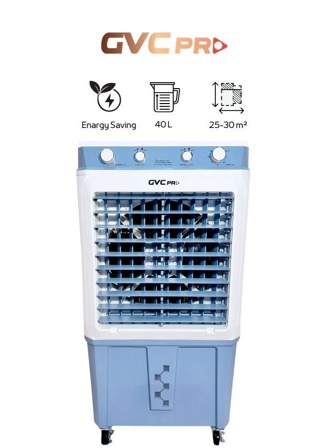 gvc pro Air cooler GVC PRO 120W, effective area 25-30m²,with water-operated and characterize by large water tank which reach to 40L, max airflow 3500 m³/h GVCAR-9640 40 L 120 W GVCAR-9640 Blue/White - Image 1