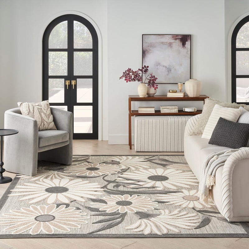 Nourison Home Aloha Beige 5'3" x 7'5" Area Rug - Easy Clean, Non Shedding, Bed Room, Living Room, Dining Room, Kitchen (5' x 8') - Image 2