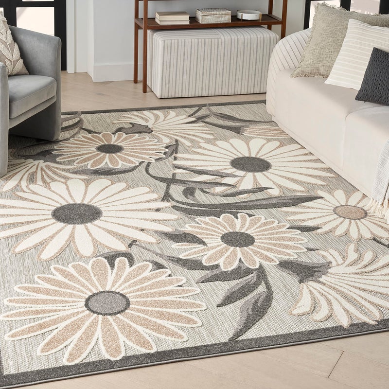 Nourison Home Aloha Beige 5'3" x 7'5" Area Rug - Easy Clean, Non Shedding, Bed Room, Living Room, Dining Room, Kitchen (5' x 8') - Image 1