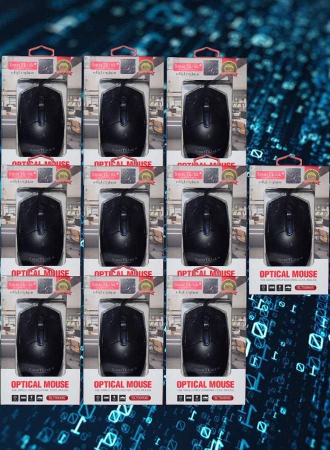 SmarTLink 10 Pieces SmarTLink Optical Mice The Wired Professional Cool Mouse SL7006MS - Image 1
