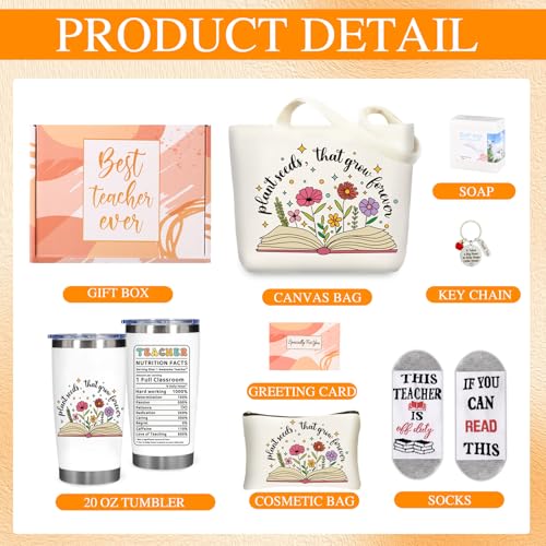 fcaylo Best Teacher Appreciation Gift for Women Mothers Day Gifts for Teacher Thank You Basket With 20 Oz Tumbler Tote Bag and Unique Gift Ideas - Image 3