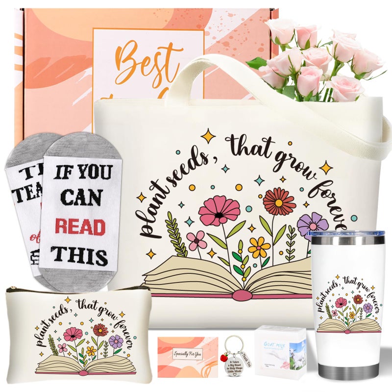 fcaylo Best Teacher Appreciation Gift for Women Mothers Day Gifts for Teacher Thank You Basket With 20 Oz Tumbler Tote Bag and Unique Gift Ideas - Image 2