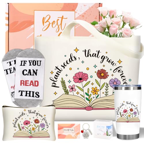 fcaylo Best Teacher Appreciation Gift for Women Mothers Day Gifts for Teacher Thank You Basket With 20 Oz Tumbler Tote Bag and Unique Gift Ideas - Image 1