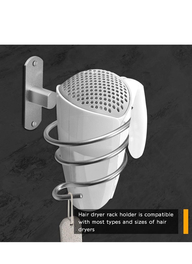 Y&D Hair Dryer Holder, 1 Pcs Siliver Wall Mount Stand Rack Bathroom Storage Organizer Aluminum Hairdressing Hanger, Mounted for Washroom Accessories  - Image 2