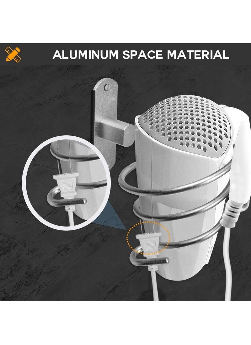 Y&D Hair Dryer Holder, 1 Pcs Siliver Wall Mount Stand Rack Bathroom Storage Organizer Aluminum Hairdressing Hanger, Mounted for Washroom Accessories  - Image 4