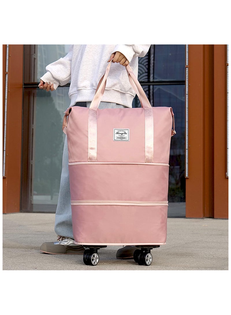 Expandable Travel Bag, Foldable Rolling Duffle Bag with Wheels and Handle, Travel Duffle Bag Large Weekend Bag, Large Capacity Dry Wet Separation Carry on Bag Lightweight Suitcases for Men Women - Image 4