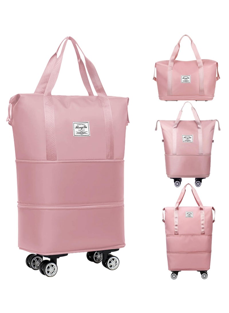 Expandable Travel Bag, Foldable Rolling Duffle Bag with Wheels and Handle, Travel Duffle Bag Large Weekend Bag, Large Capacity Dry Wet Separation Carry on Bag Lightweight Suitcases for Men Women - Image 1