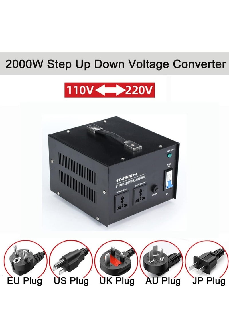 Generic - 2000W Voltage Converter UK US Step Up Down Transformer with Circuit Break Protection Ideal for Travel and Appliances - Image 1