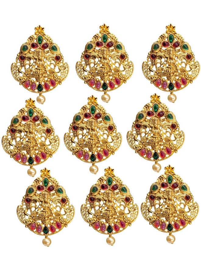 Arnavira¬Æ Gold Plated Antique Hair Jewelery Choti Jadai Billai,Hair Brooch With Hook Temple Jadai Wedding Bridal Jewellery (Design 05, Red Green) - Image 1