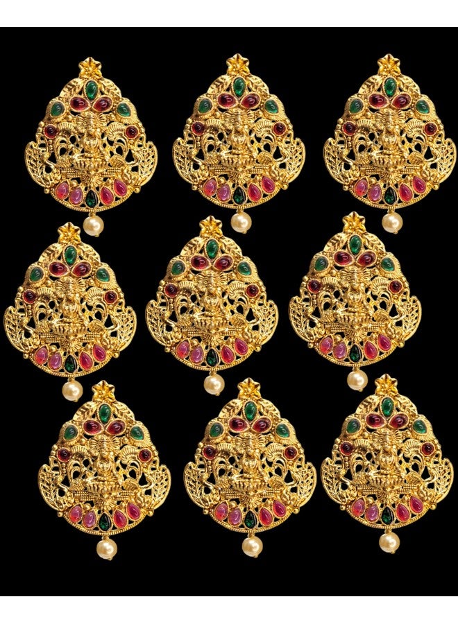 Arnavira¬Æ Gold Plated Antique Hair Jewelery Choti Jadai Billai,Hair Brooch With Hook Temple Jadai Wedding Bridal Jewellery (Design 05, Red Green) - Image 2