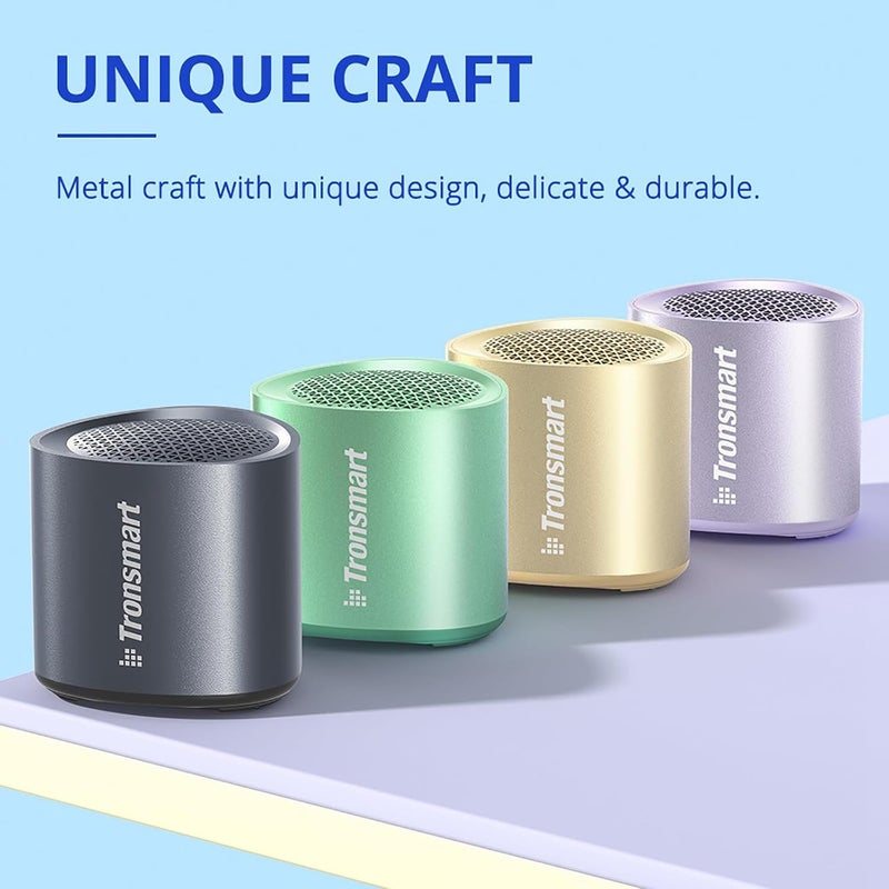 Tronsmart Nimo Portable Bluetooth Speaker, Super-Compact Design, Metal Craft, Mini Speaker with Lanyard, IPX7 Waterproof for Shower, 12 Hours, Stereo Pairing, Hands-Free Call, 1 Pair, Black & Gold - Image 2