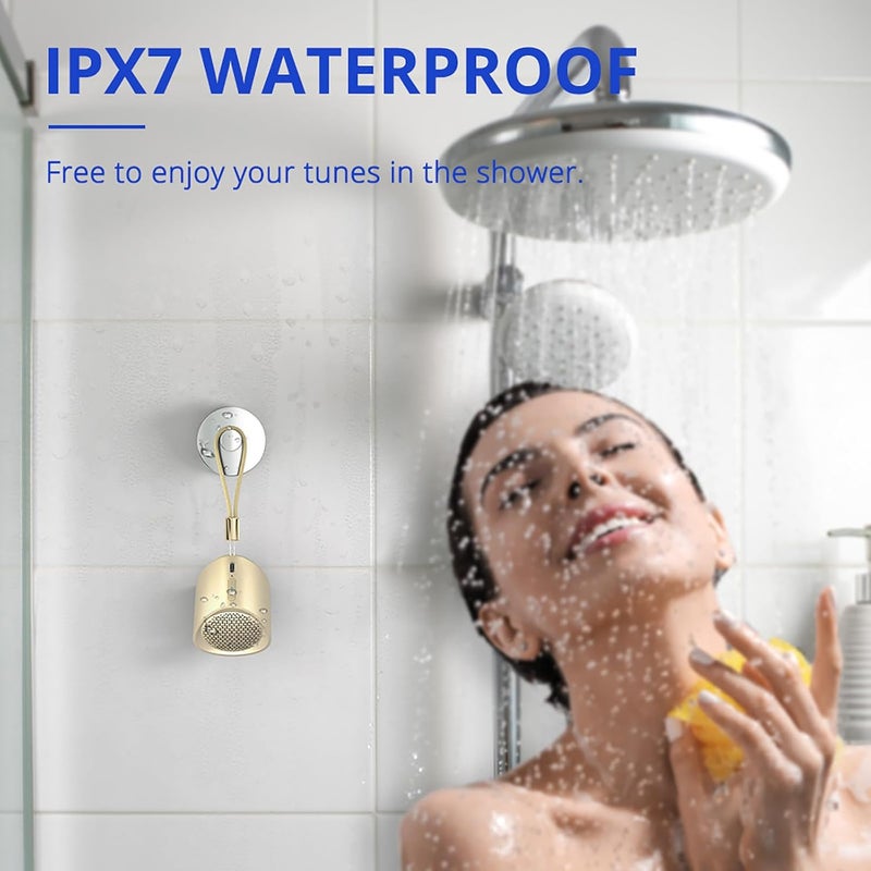 Tronsmart Nimo Portable Bluetooth Speaker, Super-Compact Design, Metal Craft, Mini Speaker with Lanyard, IPX7 Waterproof for Shower, 12 Hours, Stereo Pairing, Hands-Free Call, 1 Pair, Black & Gold - Image 5