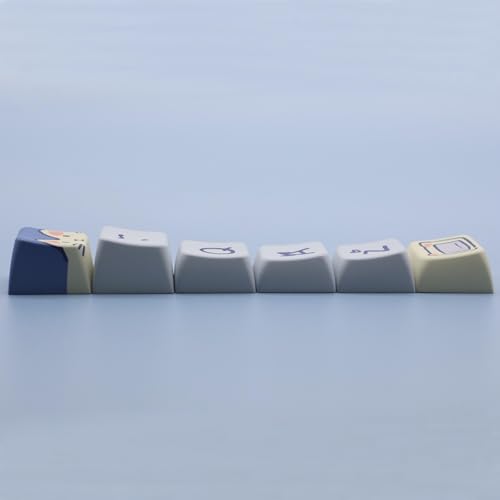 Cmokifuly Cat Cute Keycaps MDA Profile Custom PBT Blue Kitty Keycap for Mechanical Keyboard,148 Keys Dye-Sub Cute Keycaps (Blue Kitty) - Image 3