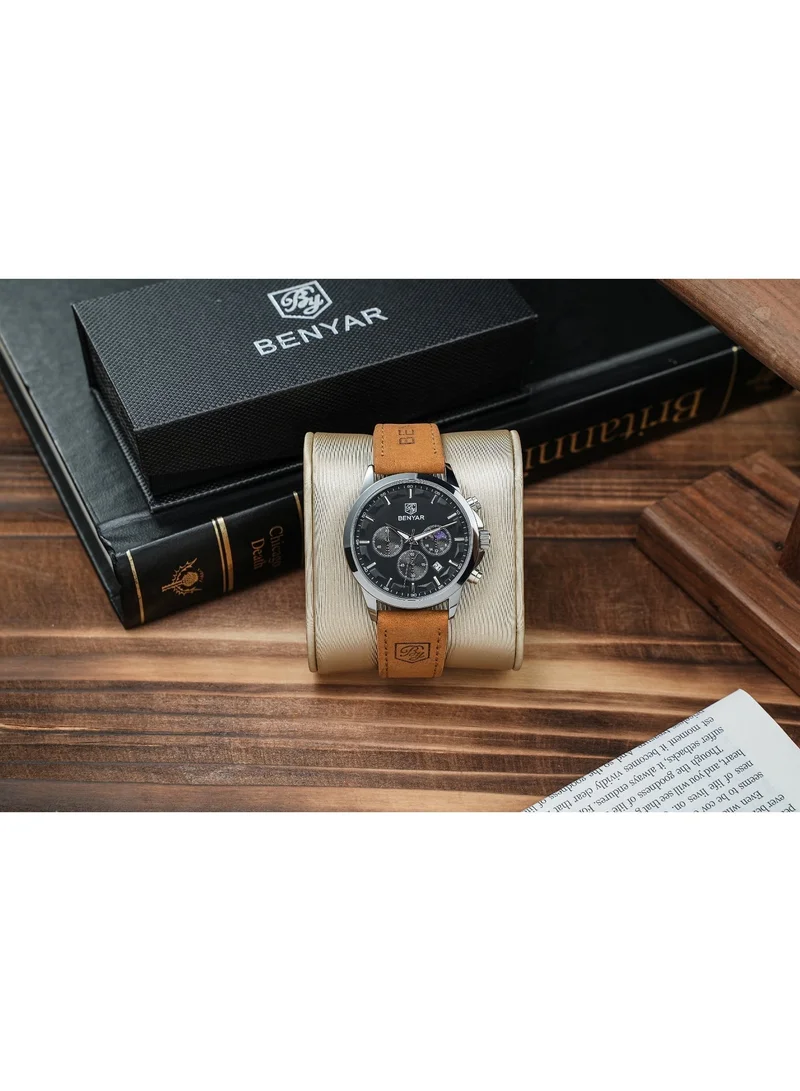 Benyar Buckle D BY BENYAR Men's Chronograph Watch 30 m Waterproof Luminous Classic Fashion Watches Large Dial Date Analogue Quartz Watch Elegant Gift for Men  | Best Price UAE