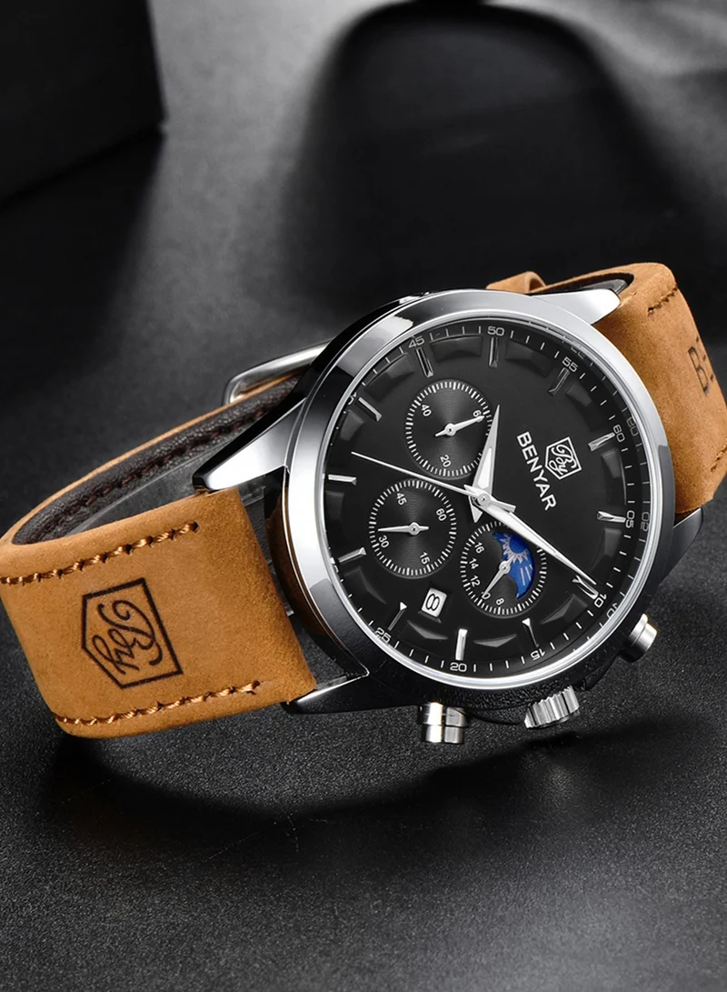 Benyar Buckle D BY BENYAR Men's Chronograph Watch 30 m Waterproof Luminous Classic Fashion Watches Large Dial Date Analogue Quartz Watch Elegant Gift for Men  | Best Price UAE