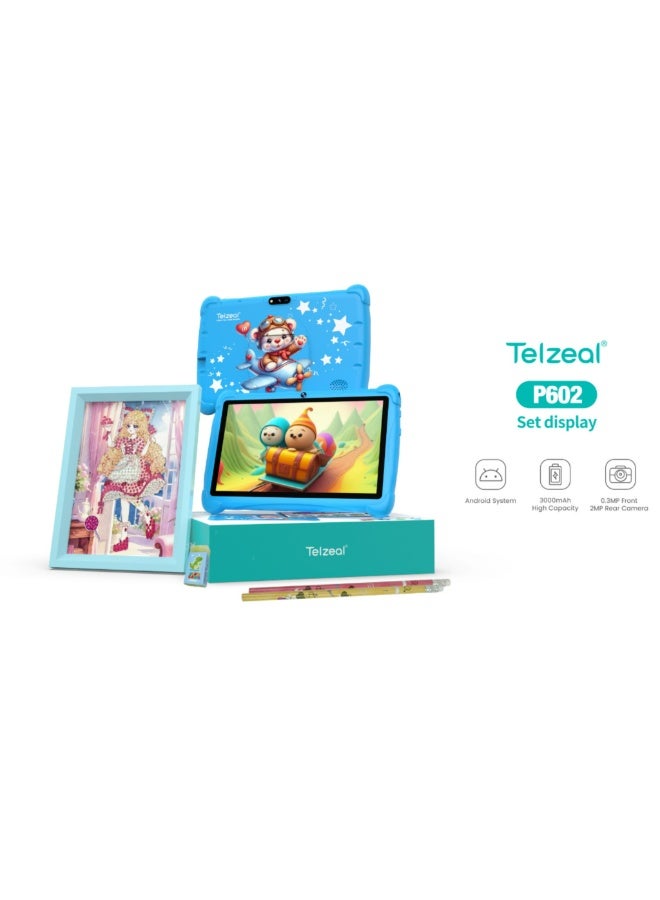 Telzeal P602 7" HD Android Tablet – 4GB RAM, 128GB ROM, 3000mAh Battery, WiFi, Dual Cameras, Includes Free Gifts, High-Performance, Portable, User-Friendly -Pink