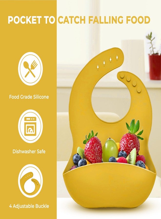 Imasafe Silicone Baby Feeding Set | Baby-Led Weaning Essentials | Includes Suction Plate, Bowl, Cup, Spoon, Fork, and Bib | Safe and Durable Baby Feeding Products - 6 Piece (Yellow) - Image 3