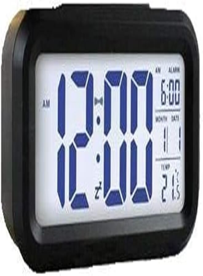 Black Digital Alarm Clock LED Light Control Backlight Time Calendar Thermometer AA0132 