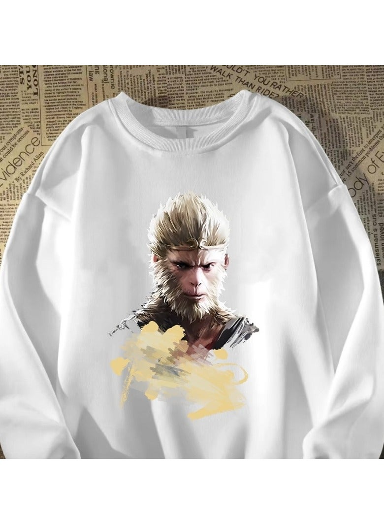MQD Black Mythical Loose Round Neck Hoodie 