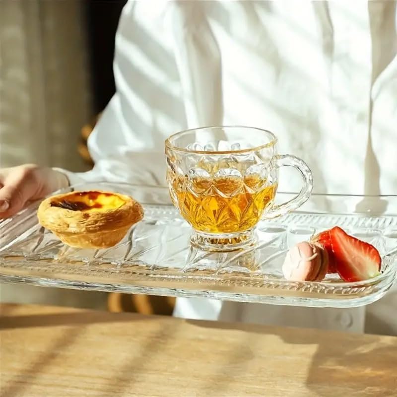 WRINGO Plate Set of 1 pcs Bead Rim Decorative 15 inch Crystal Clear Glass Plate- Dry Fruits Sweets Chocolate Snack Plate for Dining,Catering Event, Dinner Parties,Wedding Dinner Plate (WS-11) - Image 2