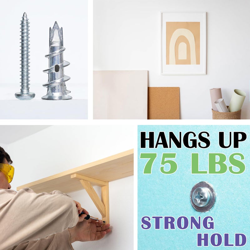 Ansoon Zinc Self-Drilling Drywall Anchors, Hollow Metal Wall Anchors and Screws Kit, 10 Heavy Duty Anchors + 10#8 x 1-1/4'' Screws for Hanging and Mountingï¼Œ 20 Pieces All Together - Image 3