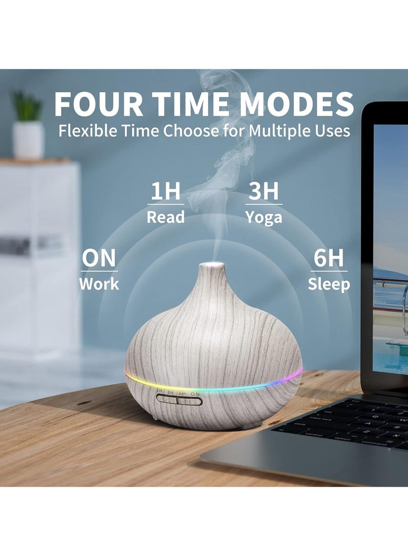550ML White Aroma diffusers for Essential Oil Large Room,Essential Oils Aromatherapy Diffuser Cool Mist humidifier with Ambient Light  3 Timer,Waterless Auto Off Diffuser Vaporizers for Home Kids - Image 2