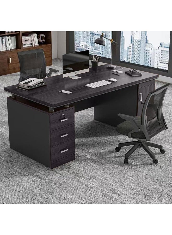 طاولة كمبيوتر، مكتب كمبيوتر بثلاثة أدراج وخزانة، مكتب تنفيذي للعمل مع مساحة تخزين، محطة عمل منزلية، مكتب كمبيوتر محمول، طاولة قراءة وتعلم للأطفال (YN056) - Image 1