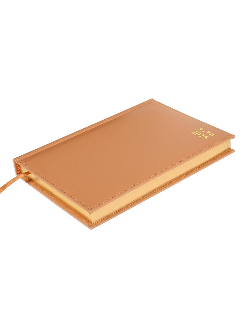 FIS FIS Golden A5 Diary 2025 (Arabic/English) Brown - FSDI26AEG25BR  - Image 1
