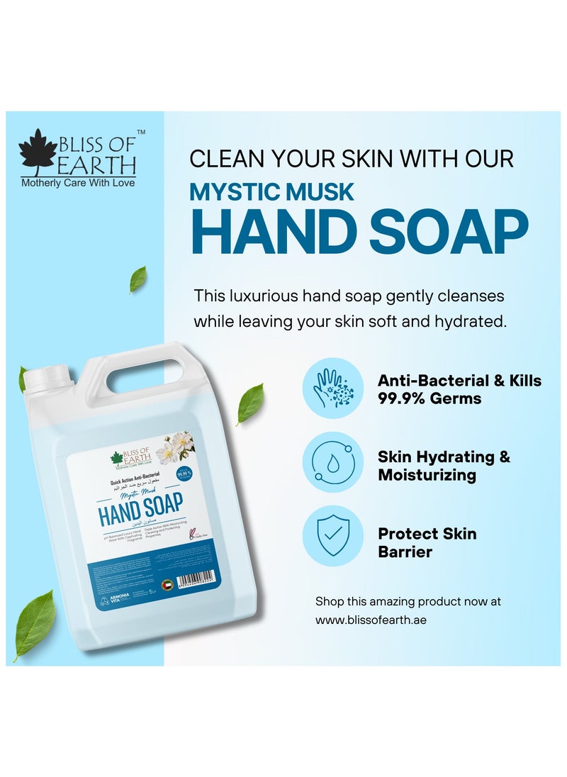 BLISS OF EARTH Bliss of Earth Antibacterial Hand Wash Refill Refreshing Mystic Mist Hand Soap 5 Liter Non Drying Moisturizing Formula Aromatic Fragrance Perfect Hand Soap For Hotel Office Home and Public Spaces  - Image 2