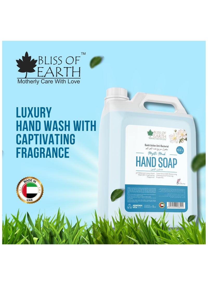 BLISS OF EARTH Bliss of Earth Antibacterial Hand Wash Refill Refreshing Mystic Mist Hand Soap 5 Liter Non Drying Moisturizing Formula Aromatic Fragrance Perfect Hand Soap For Hotel Office Home and Public Spaces  - Image 3