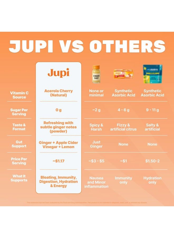 Jupi Hydration & Wellness Powder – Turmeric & Ginger shots, Vitamin C Supplement for Energy, Immune Support & Digestive Health – Vegan, Gluten-Free Drink Mix for Men & Women, Citrus Flavor 30 servings - Image 4