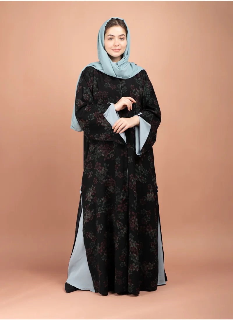 اكسا عباية اماراتية زهور AIK5054