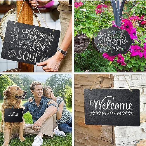 FANBODTA Wooden Double Sided Hanging Chalkboard Signs,Memo Message Sign, Vintage Erasable Message Board Sign with Hanging String for Wedding Kitchen Home Party Decoration - Image 3