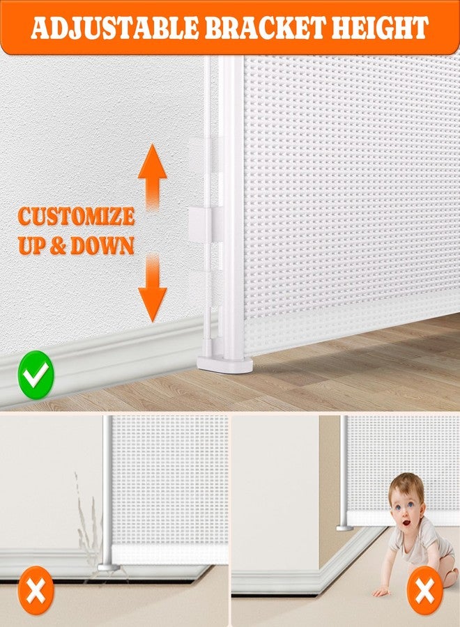 Pawtners Retractable Baby Gates Extra Wide, 41" Tall Extends up to 71" Wide, Dog Gate Indoor with for Stairs, Pet Gate with Support Rods for Doorways Hallways Indoor & Outdoor-White - Image 4