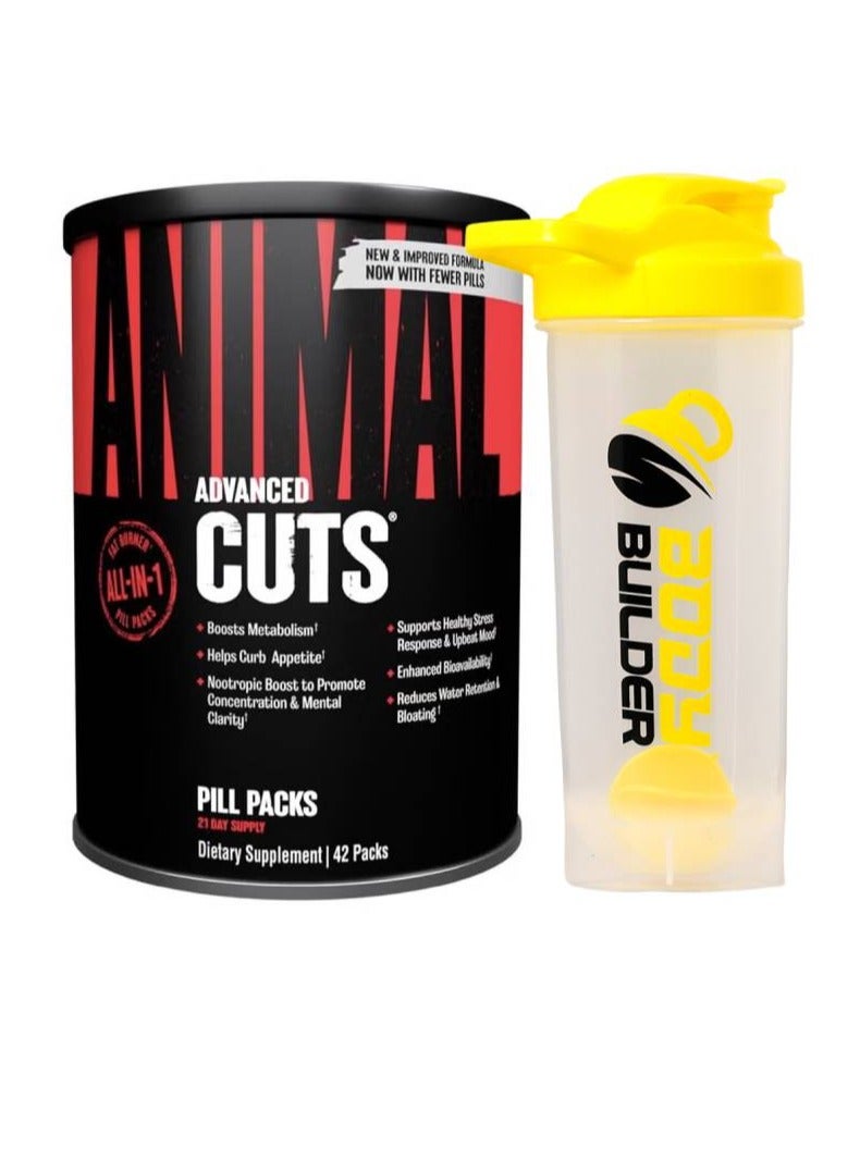 انيمال مكمل غذائي Animal Advanced Cuts، عبوة تحتوي على 21 يومًا - 42 عبوة + كوب خلط - Image 1