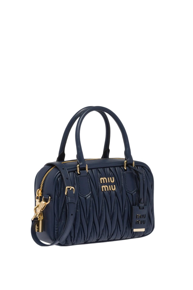مياو مياو حقيبة MIU Arcadie من جلد النابا المبطّن حقيبة يد علوية مع حزام كتف - Image 2